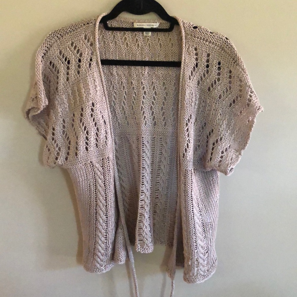 Light Short-Sleeve open knit cardigan